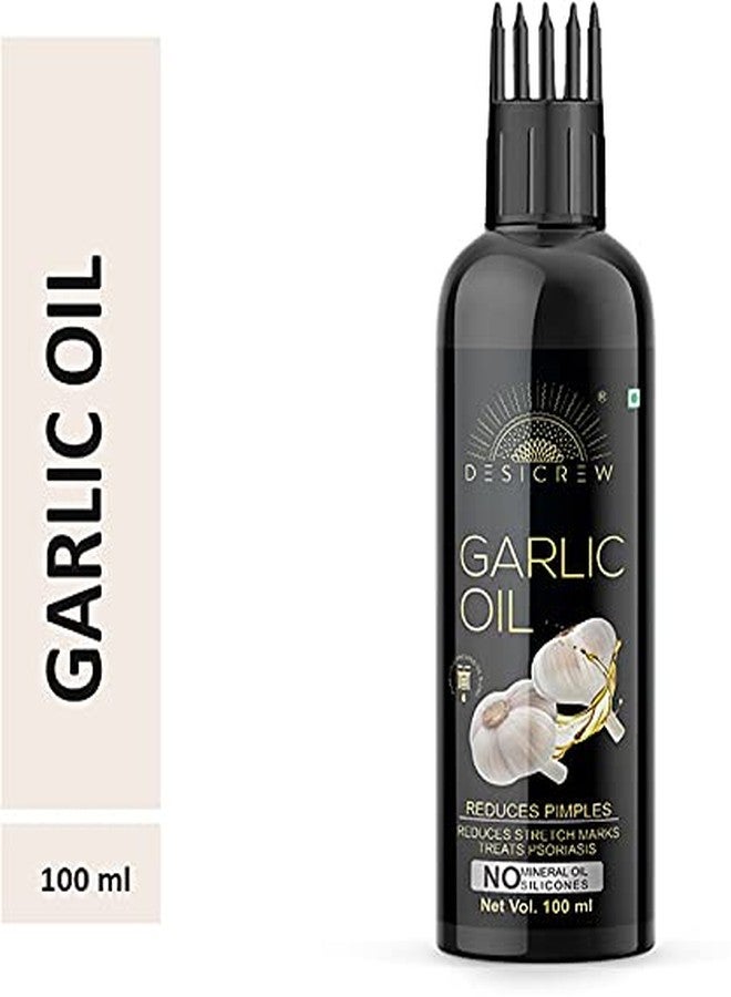 DESICREW Pure Garlic Oil with comb Applicator - Cold Pressed - For Non Sticky Hair Oil For Stronger, Thicker & Glossier Hair, Moisturizer & Softener Oil (100 ml) - Image 1