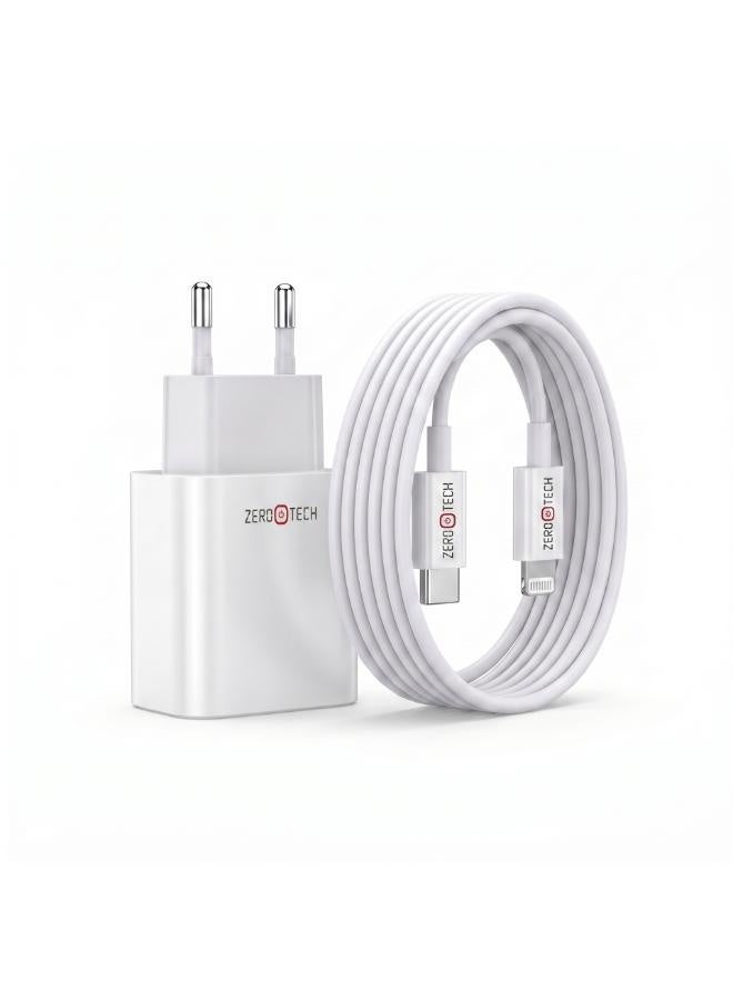 ZEROTECH 20W USB-C Fast Charger with USB-C to Lightning Cable | Apple MFi Certified - Image 3