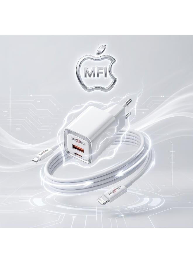 ZEROTECH 20W USB-C Fast Charger with USB-C to Lightning Cable | Apple MFi Certified - Image 4