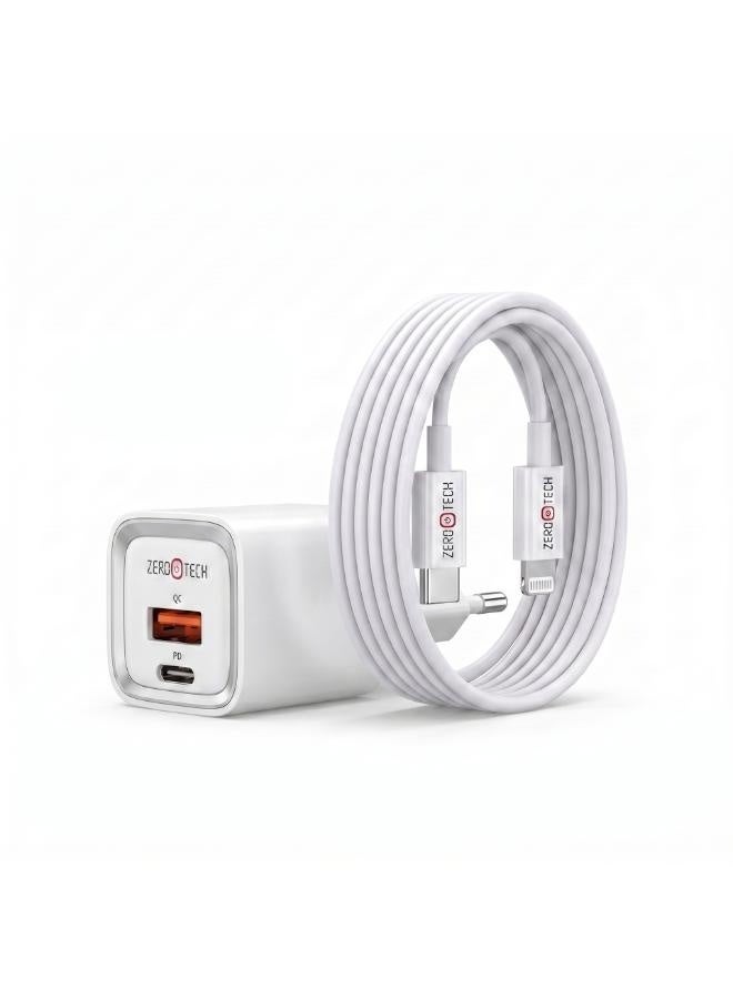 ZEROTECH 20W USB-C Fast Charger with USB-C to Lightning Cable | Apple MFi Certified - Image 1