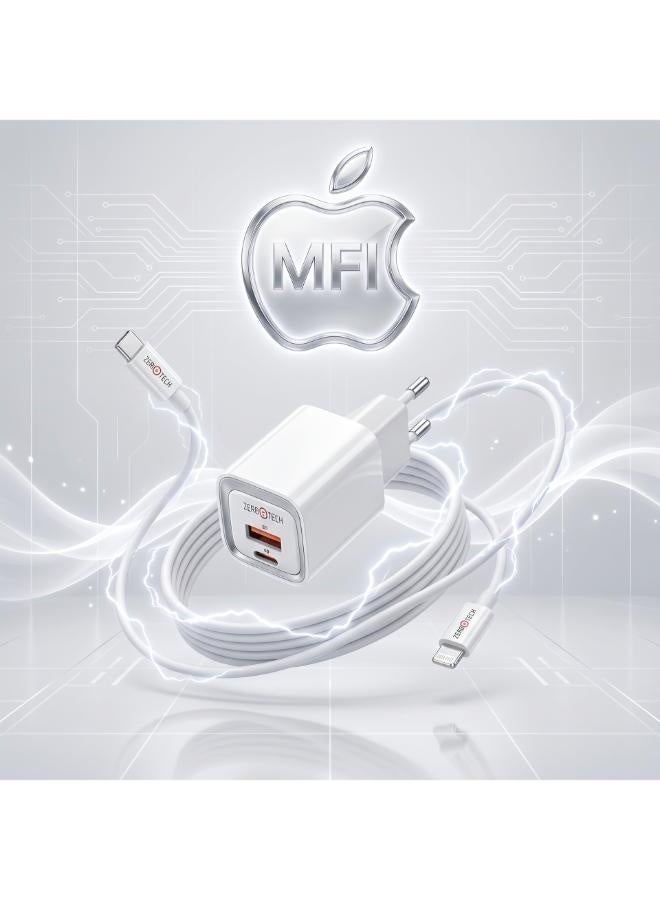 ZEROTECH 20W USB-C Fast Charger with USB-C to Lightning Cable | Apple MFi Certified - Image 5