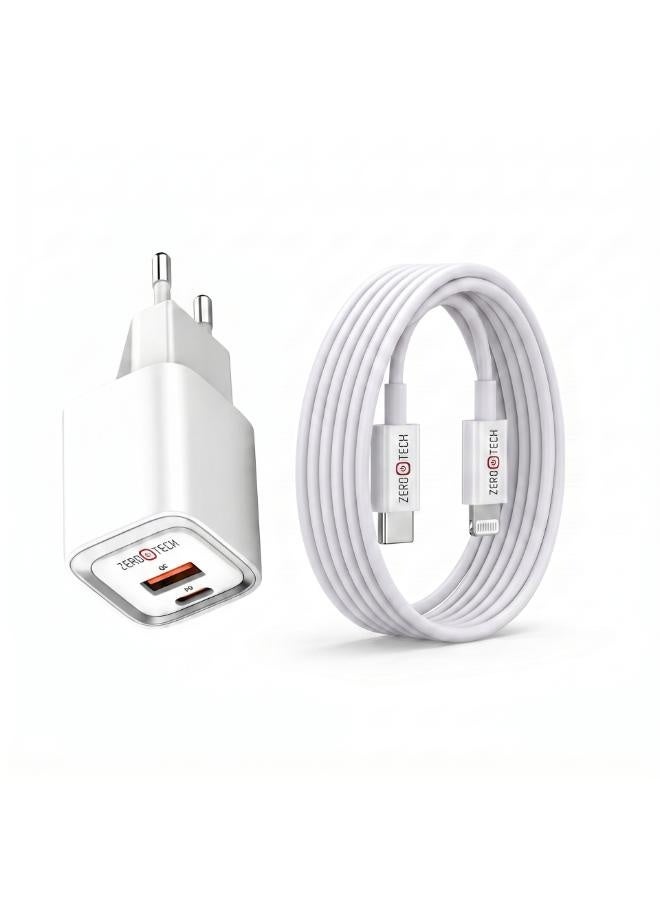 ZEROTECH 20W USB-C Fast Charger with USB-C to Lightning Cable | Apple MFi Certified - Image 2