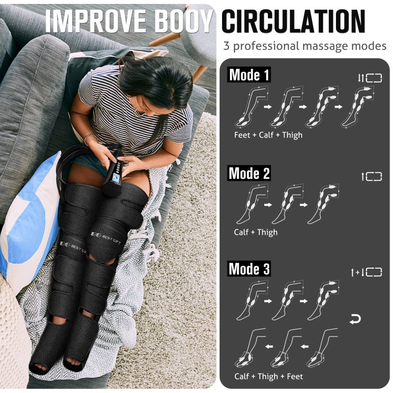 Bestgift Gifts for Mom, Dad, Men, Women & Loved Ones â€“ Air Compression Leg Massager with Heat â€“ Ideal for Christmas, Mother Day & Father Day â€“ Relieves Muscle Fatigue for Feet, Legs, Calves, Thighs, and Knees - Image 2