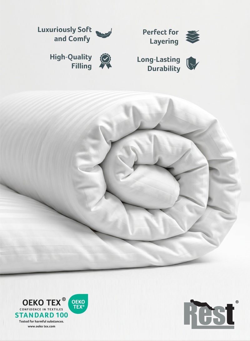 ريست REST  Retro Stripe Duvet White 240x260cm – Ultra Soft Microfiber Comforter, Lightweight All Season Quilt, Breathable Hotel Collection Bed Duvet, Hypoallergenic & Machine Washable - Image 3