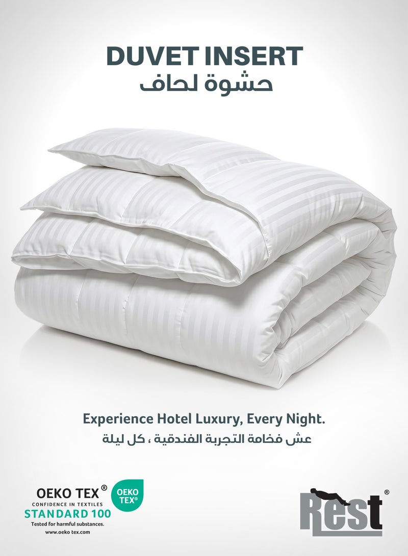 ريست REST  Retro Stripe Duvet White 240x260cm – Ultra Soft Microfiber Comforter, Lightweight All Season Quilt, Breathable Hotel Collection Bed Duvet, Hypoallergenic & Machine Washable - Image 4