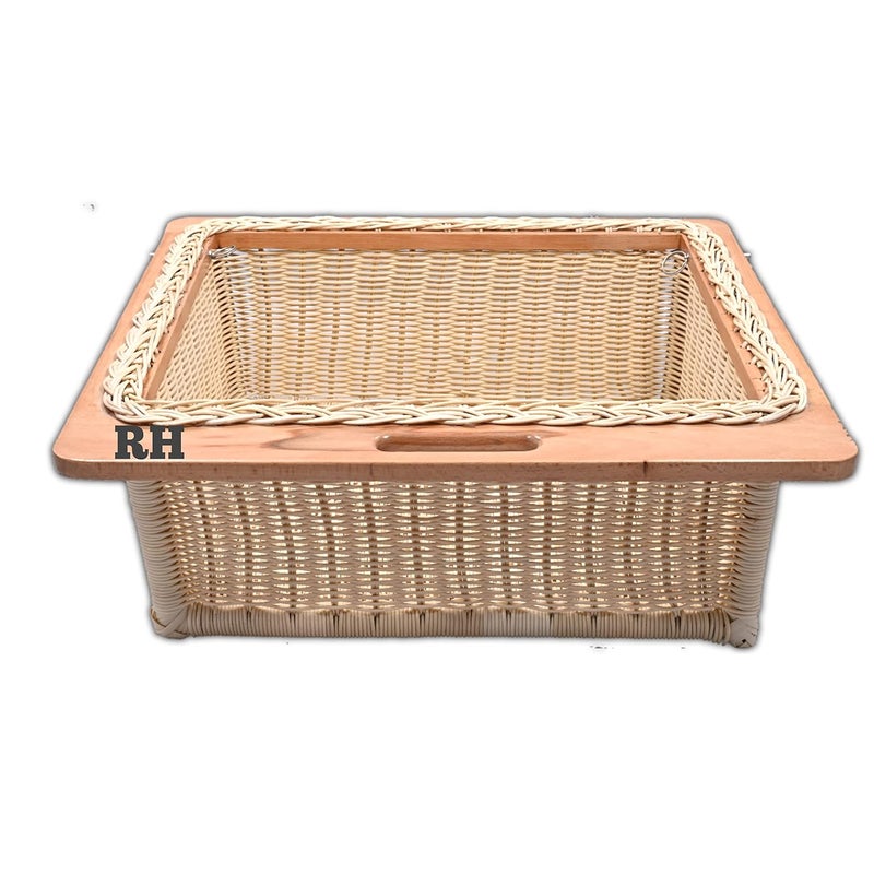RH Pvc Wicker Basket For Modular Kitchen (22.25 W X 20 L X 8 H)(Wood, Light Brown), Rectangular - Image 2