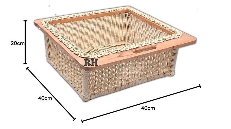RH Pvc Wicker Basket For Modular Kitchen (22.25 W X 20 L X 8 H)(Wood, Light Brown), Rectangular - Image 5