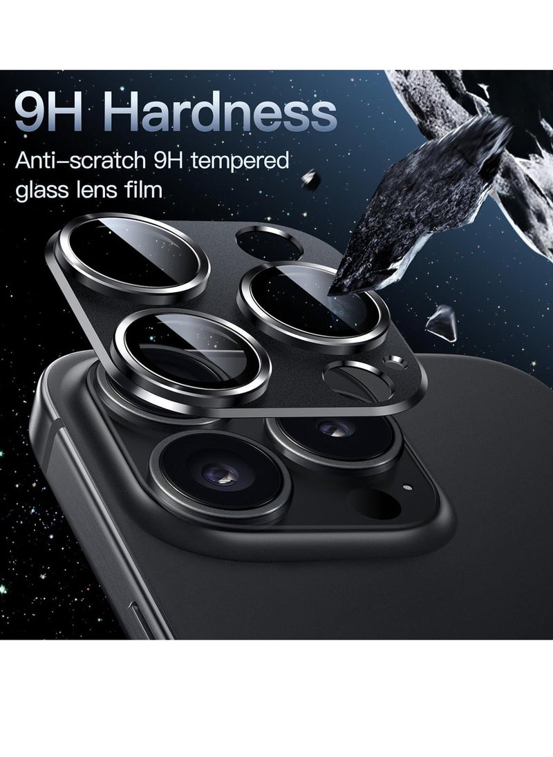 Raxoom Camera Lens Protector for iPhone 15 Pro 6.1-Inch and iPhone 15 Pro Max 6.7-Inch, Full Coverage 9H Tempered Glass Ring Cover, Matte Metal Plate, Case Friendly, 1-Pack (Space Black) - Image 3