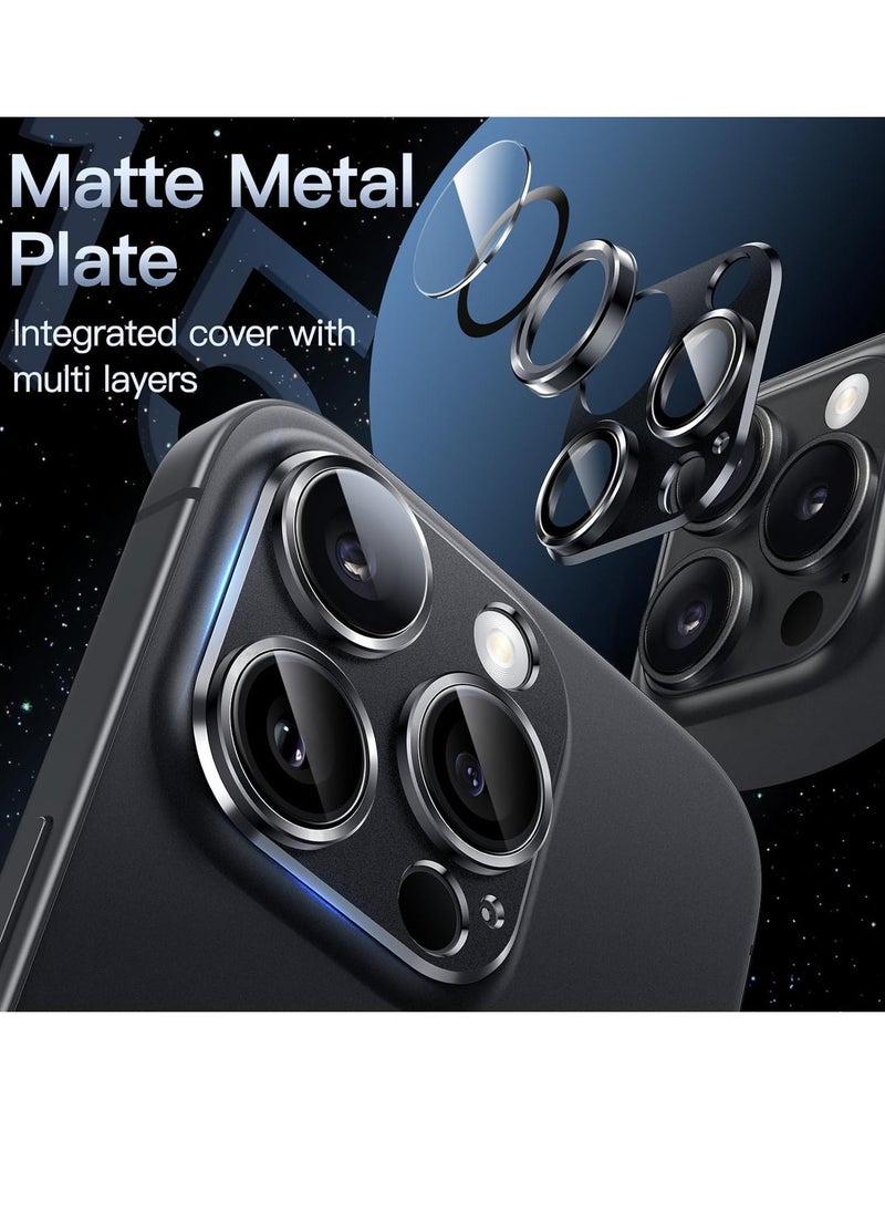 Raxoom Camera Lens Protector for iPhone 15 Pro 6.1-Inch and iPhone 15 Pro Max 6.7-Inch, Full Coverage 9H Tempered Glass Ring Cover, Matte Metal Plate, Case Friendly, 1-Pack (Space Black) - Image 2