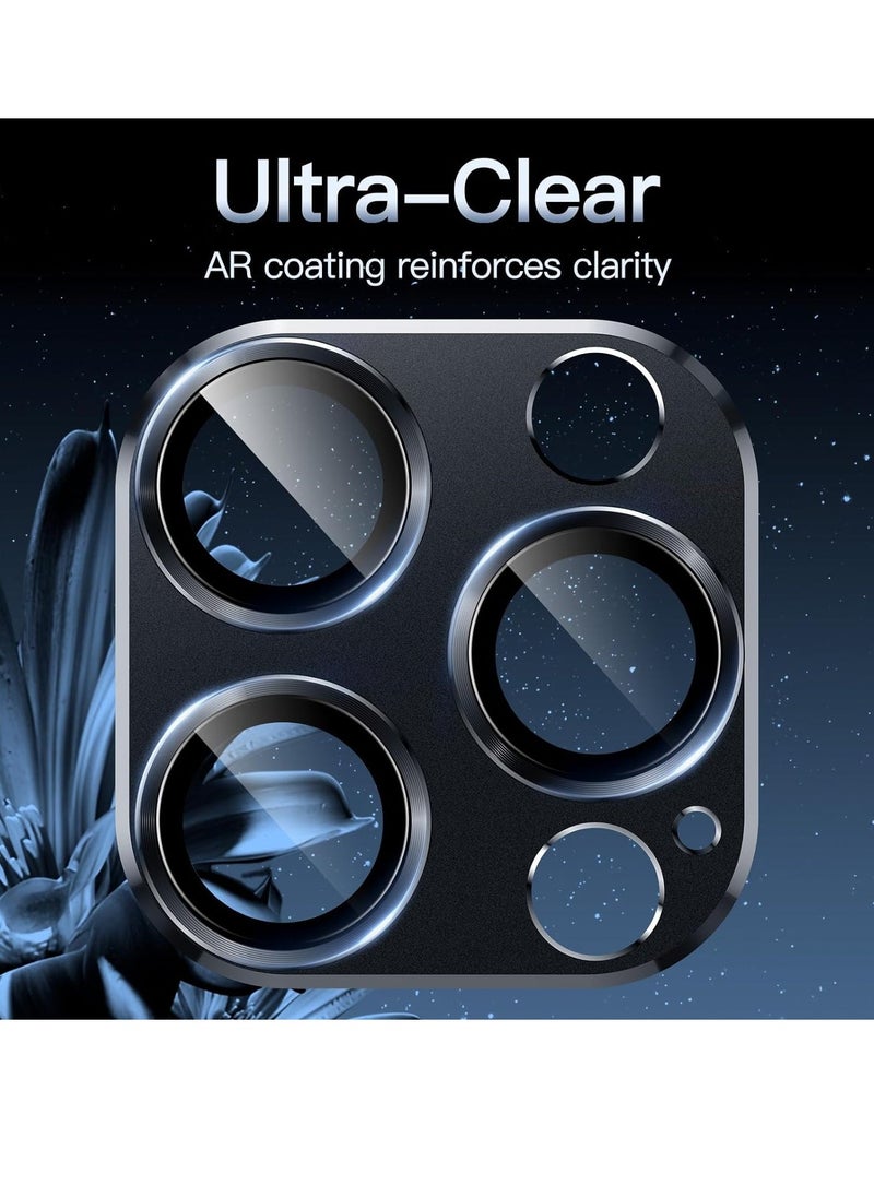 Raxoom Camera Lens Protector for iPhone 15 Pro 6.1-Inch and iPhone 15 Pro Max 6.7-Inch, Full Coverage 9H Tempered Glass Ring Cover, Matte Metal Plate, Case Friendly, 1-Pack (Space Black) - Image 4