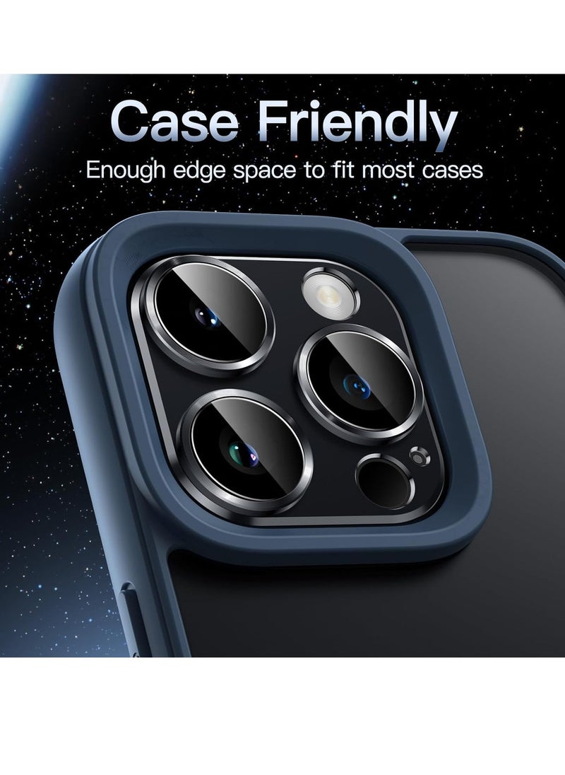 Raxoom Camera Lens Protector for iPhone 15 Pro 6.1-Inch and iPhone 15 Pro Max 6.7-Inch, Full Coverage 9H Tempered Glass Ring Cover, Matte Metal Plate, Case Friendly, 1-Pack (Space Black) - Image 5