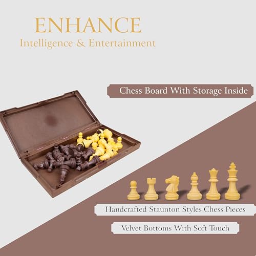 ToyTastic Magnetic Chess Game Premium Wooden 3-in-1 Board Game, Wooden Chess and Backgammon Set for Adults & Kids, 10" Lightweight Checkers Board Game,Strategy Backgammon Sets (Brown-1) - Image 4