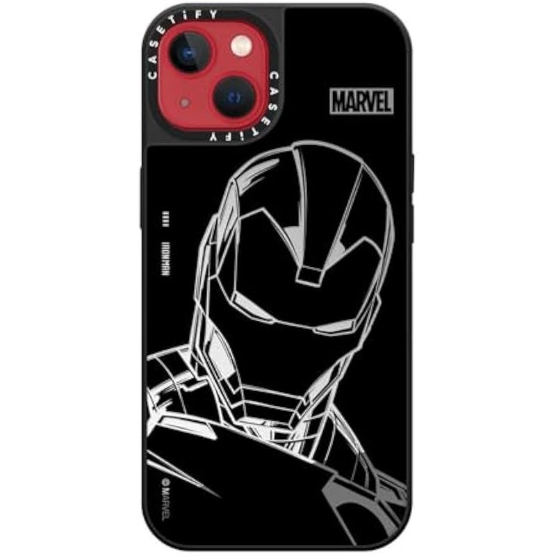 Casetify Mirror iPhone 13 Case 【Iron Man Co-Lab/Reflective / 4.9ft Drop Protection/Compatible with Magsafe】 - Iron Man - Black - Silver on Black - Image 5