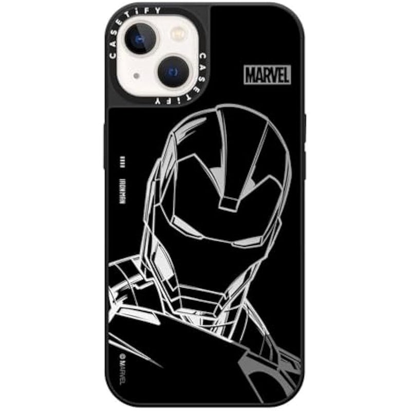 Casetify Mirror iPhone 13 Case 【Iron Man Co-Lab/Reflective / 4.9ft Drop Protection/Compatible with Magsafe】 - Iron Man - Black - Silver on Black - Image 1