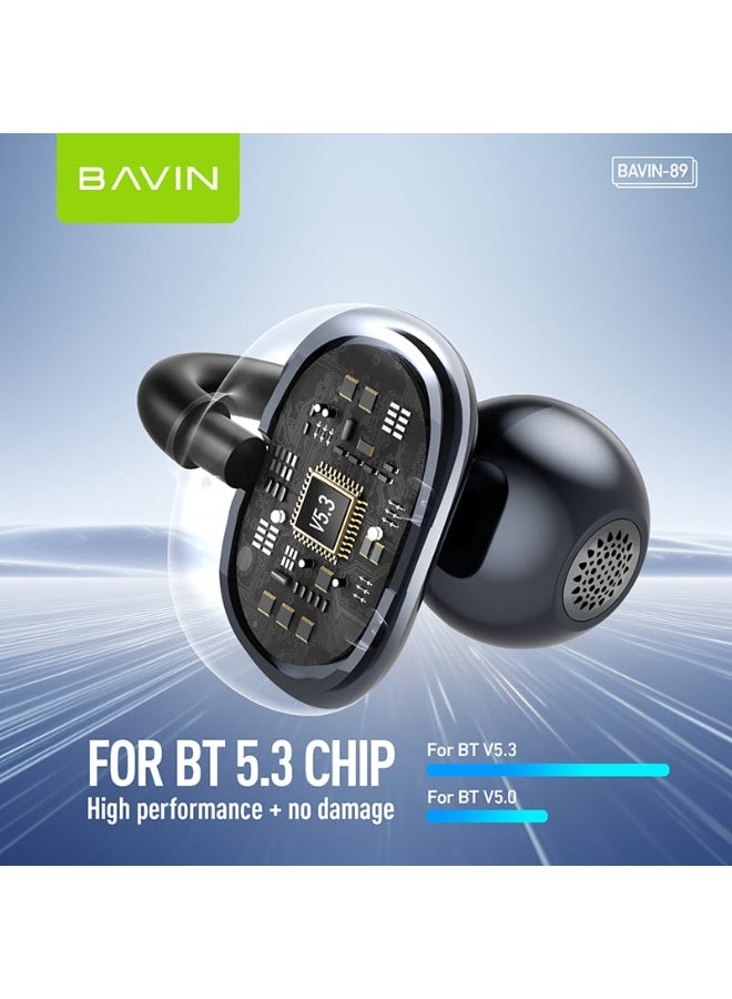 Bavin BA89 TWS Ear Clip Bluetooth Earbuds w/ Long Battery Life & Comfortable Silicone Clip Wireless Earphones Suitable for Extended Use - Image 3
