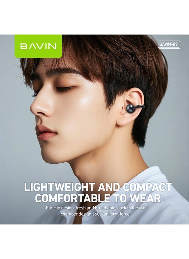 Bavin BA89 TWS Ear Clip Bluetooth Earbuds w/ Long Battery Life & Comfortable Silicone Clip Wireless Earphones Suitable for Extended Use - Image 4