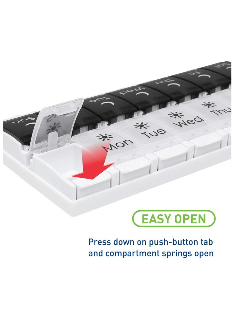 GNAFOTU Weekly Pill Organizer, Extra Large Pill Organizer 2 Times a Day, Portable Travel 7 Days Medicine Storage Organizer, AM PM Light-Proof Pill Case for Vitamins, Medication, Supplements and Fish Oils  - Image 2