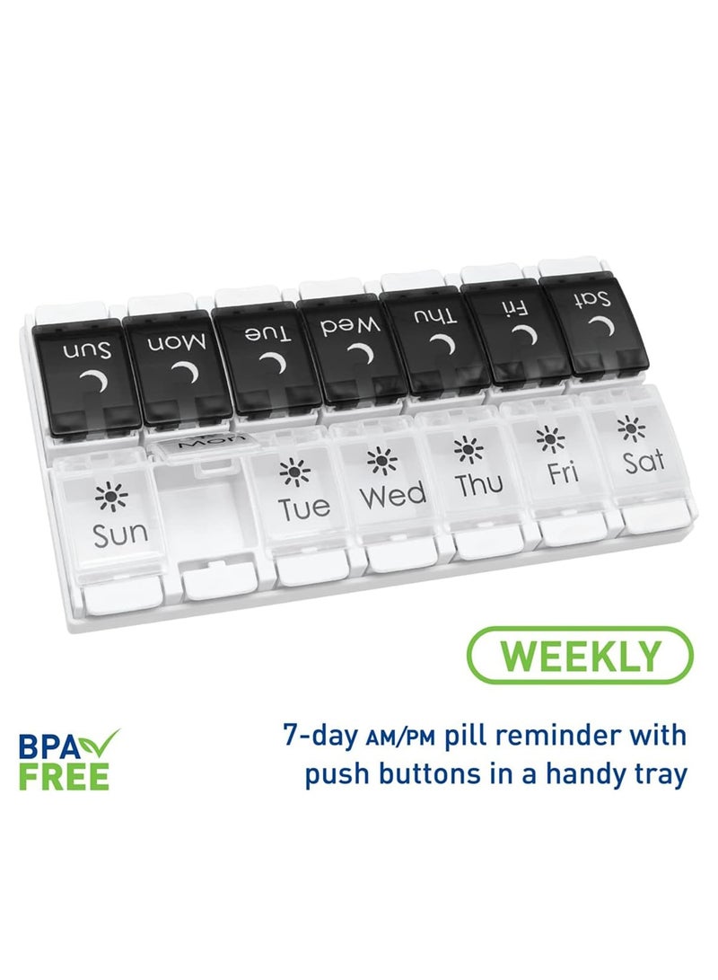 GNAFOTU Weekly Pill Organizer, Extra Large Pill Organizer 2 Times a Day, Portable Travel 7 Days Medicine Storage Organizer, AM PM Light-Proof Pill Case for Vitamins, Medication, Supplements and Fish Oils  - Image 3