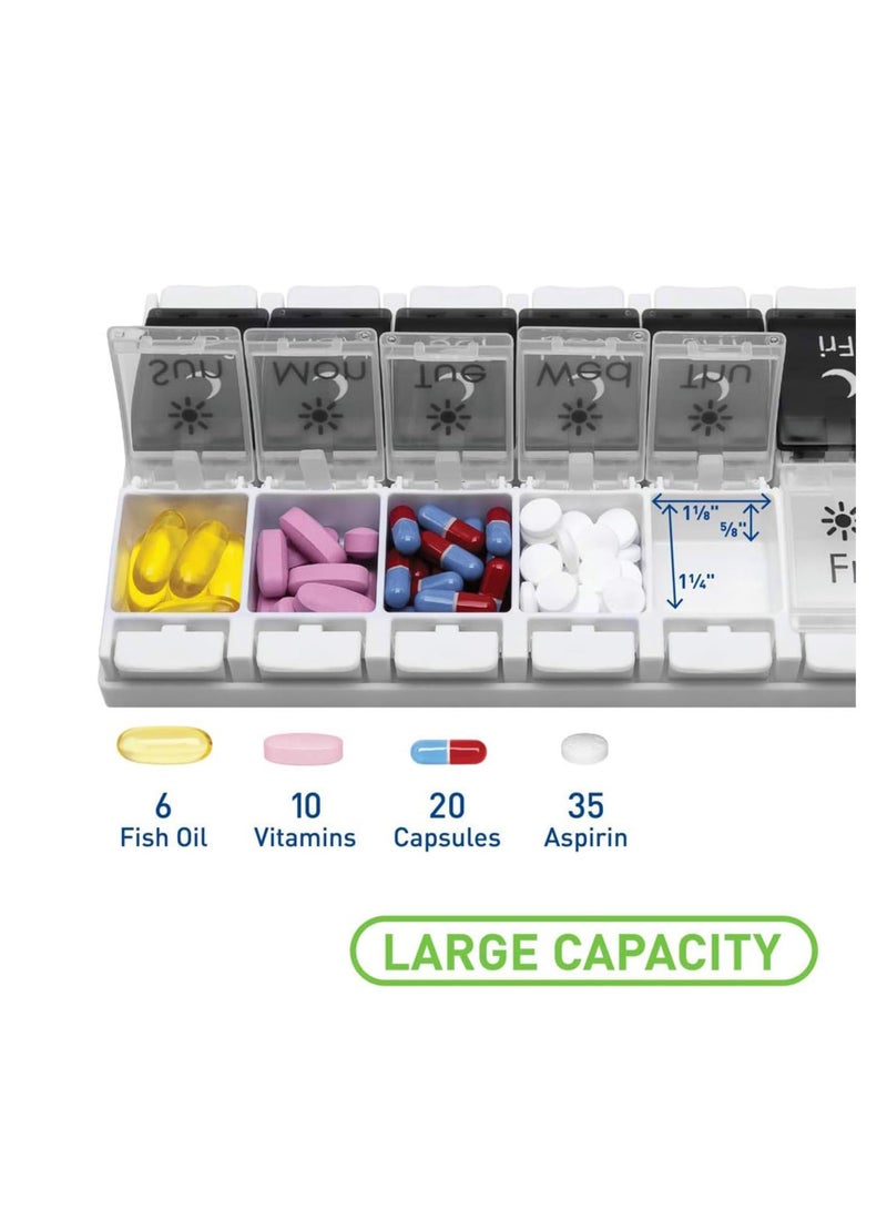 GNAFOTU Weekly Pill Organizer, Extra Large Pill Organizer 2 Times a Day, Portable Travel 7 Days Medicine Storage Organizer, AM PM Light-Proof Pill Case for Vitamins, Medication, Supplements and Fish Oils  - Image 4