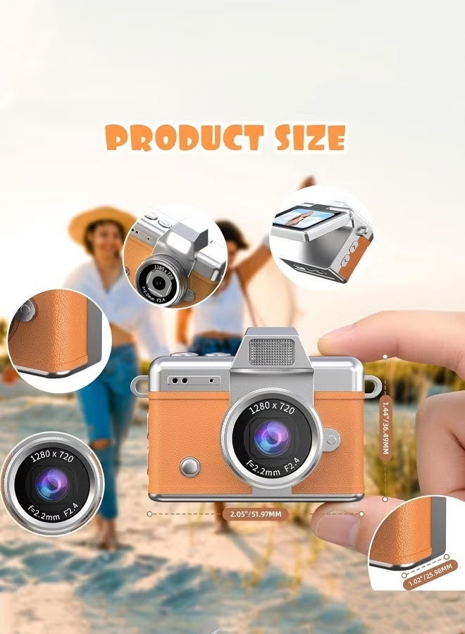 ZONBON Flip-top mini camera with built-in flash, portable keychain-style camera, suitable for travel and daily use, can also be given as a gift to others (yellow) - Image 4