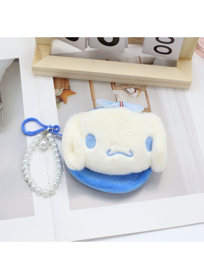Japanese Cartoon Plush Coin Purse Cute Zipper Mini Storage Bag Keychain Hanging Children's Gift Small Wallet-Color:Pink Little Monster-Size:10cm Round Bag - Image 5