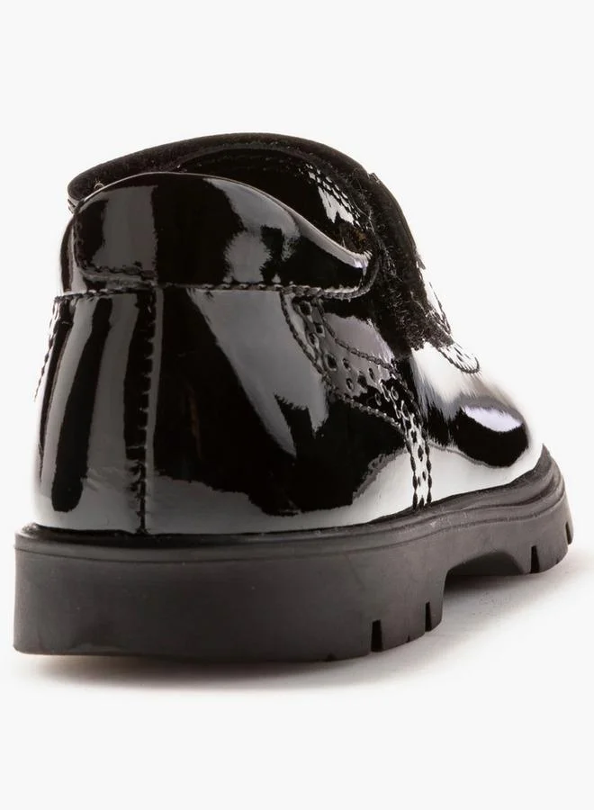Pablosky Girls Leather Hook & Loop School Shoes