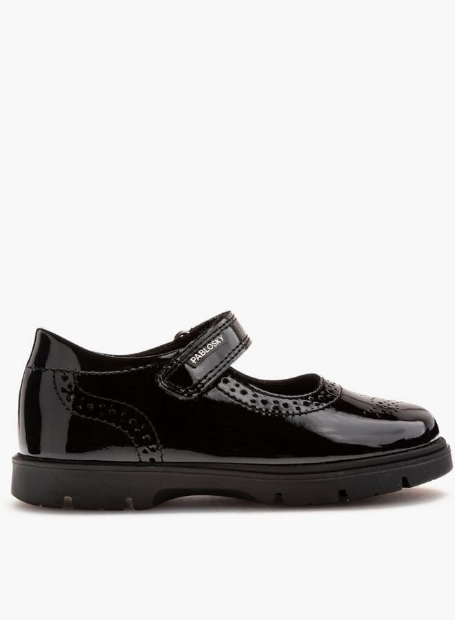 Pablosky Girls Leather Hook & Loop School Shoes - Image 1