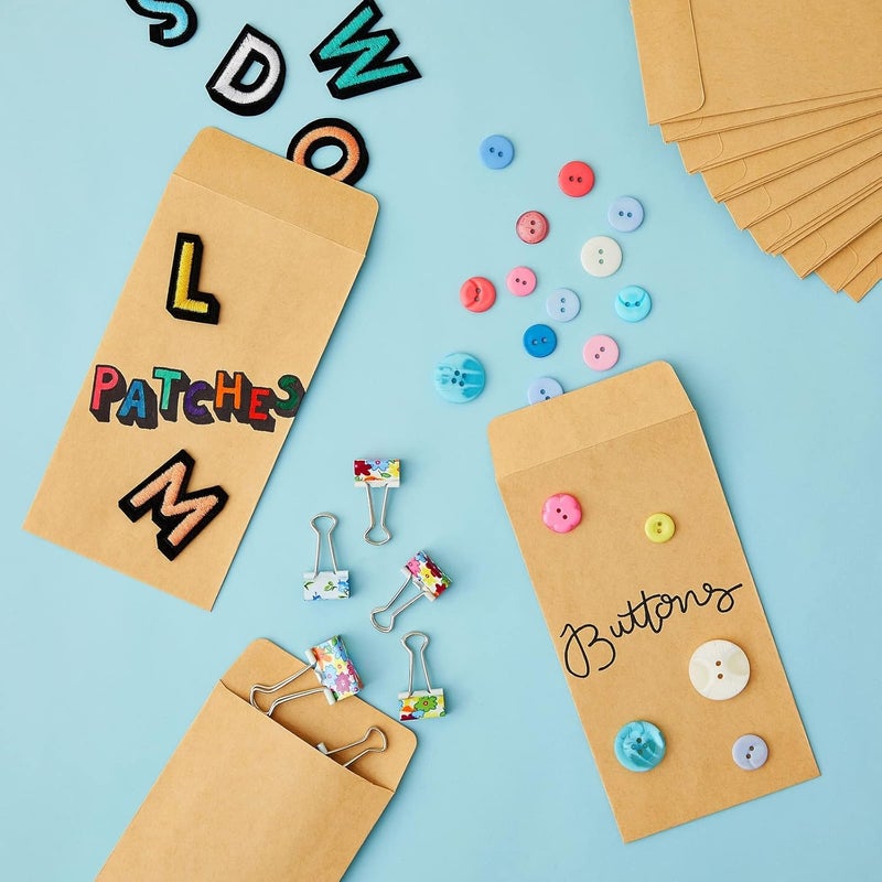 Juvale أظرف النقود - 100 حزمة #7 بني صغير 3.5 × 6.5 بوصة - ورق متين 130 جرام & لاصق آمن للإغلاق - لأظرف النقود لتخطيط الميزانية وتحدي توفير المال - Image 2