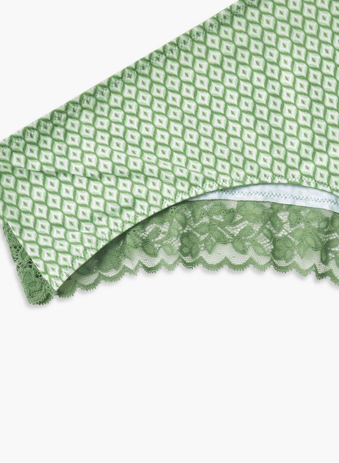 Splash FAV Printed Cheekster Bikini with Lace Detail and Elasticated Waistband - Image 3