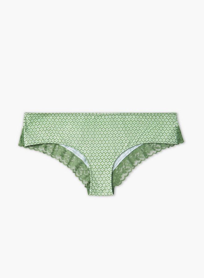 Splash FAV Printed Cheekster Bikini with Lace Detail and Elasticated Waistband - Image 1