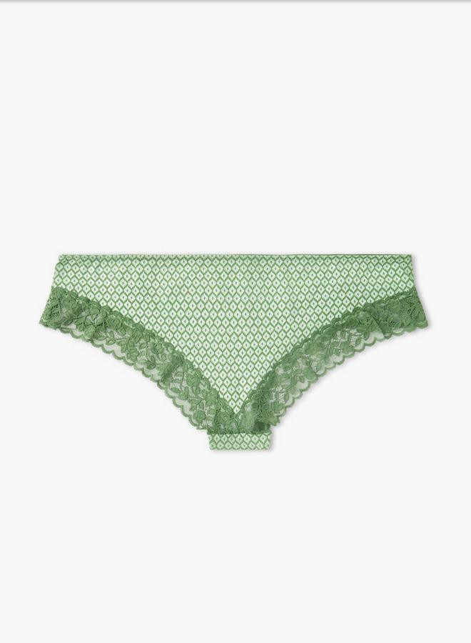 Splash FAV Printed Cheekster Bikini with Lace Detail and Elasticated Waistband - Image 2