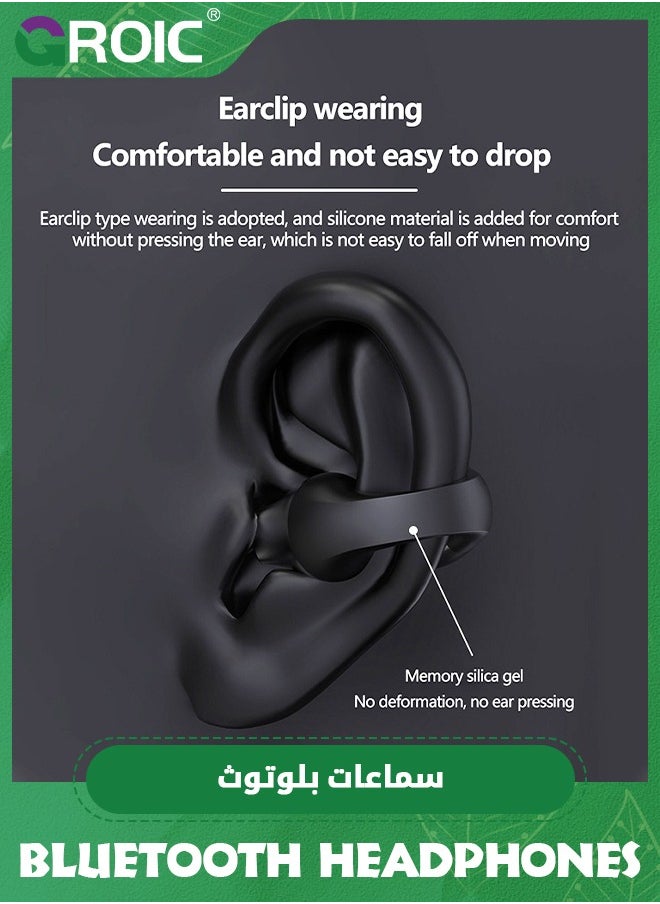 GROIC - Wireless Ear Clip Earphones, Suitable for Android iPhone Bluetooth Sports Earphones, Bone Conduction Earphones, Wireless Earphones for Cycling, Running Exercise, Running, Driving, Bluetooth 5.3 - Image 1