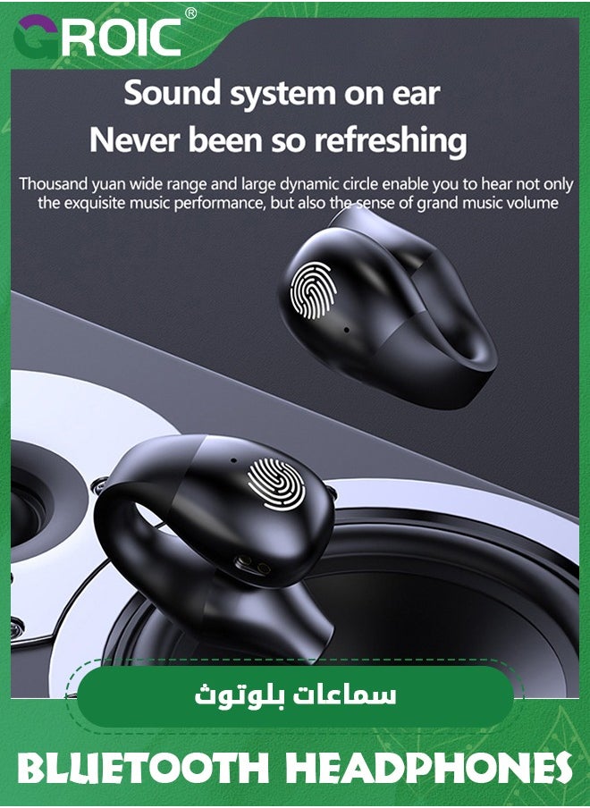 GROIC - Wireless Ear Clip Earphones, Suitable for Android iPhone Bluetooth Sports Earphones, Bone Conduction Earphones, Wireless Earphones for Cycling, Running Exercise, Running, Driving, Bluetooth 5.3 - Image 1