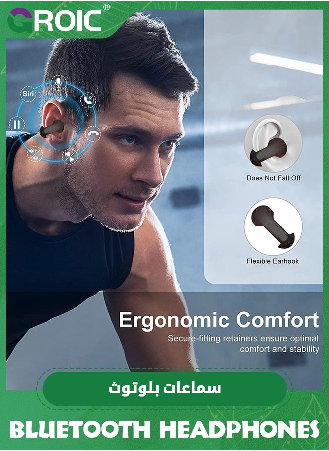 GROIC - Wireless Ear Clip Earphones, Suitable for Android iPhone Bluetooth Sports Earphones, Bone Conduction Earphones, Wireless Earphones for Cycling, Running Exercise, Running, Driving, Bluetooth 5.3 - Image 1