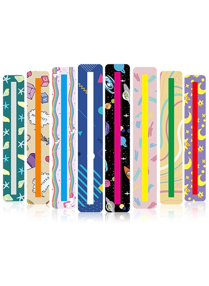 SYOSI Reading Strips, 8 PCS Guided Reading Strips Highlight Strips, Highlight Strips Colored Highlighter Bookmarks Dyslexia Reading Rulers for Children Teacher Education Classroom Supplies - Image 1