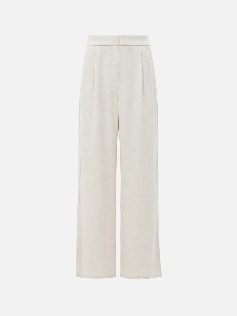 Lichi Loose-fitting viscose and linen trousers with pleats at the waist