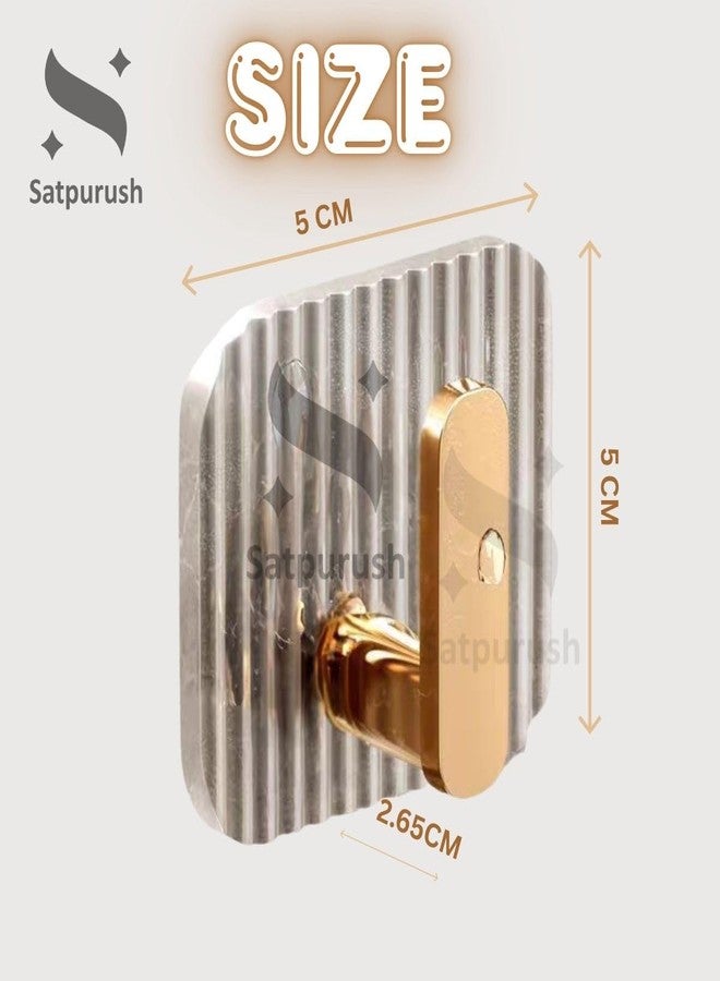 Satpurush Luxury Acrylic Self-Adhesive Wall Hooks | Heavy Duty Bathroom & Kitchen Hook | No Drill Waterproof Wall Hanger for Towels, Robes, Keys & Accessories. (Gold, Pack of 4). - Image 3