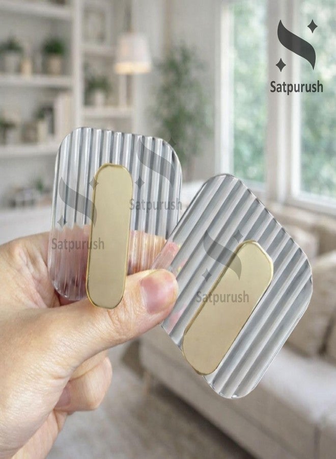 Satpurush Luxury Acrylic Self-Adhesive Wall Hooks | Heavy Duty Bathroom & Kitchen Hook | No Drill Waterproof Wall Hanger for Towels, Robes, Keys & Accessories. (Gold, Pack of 4). - Image 5