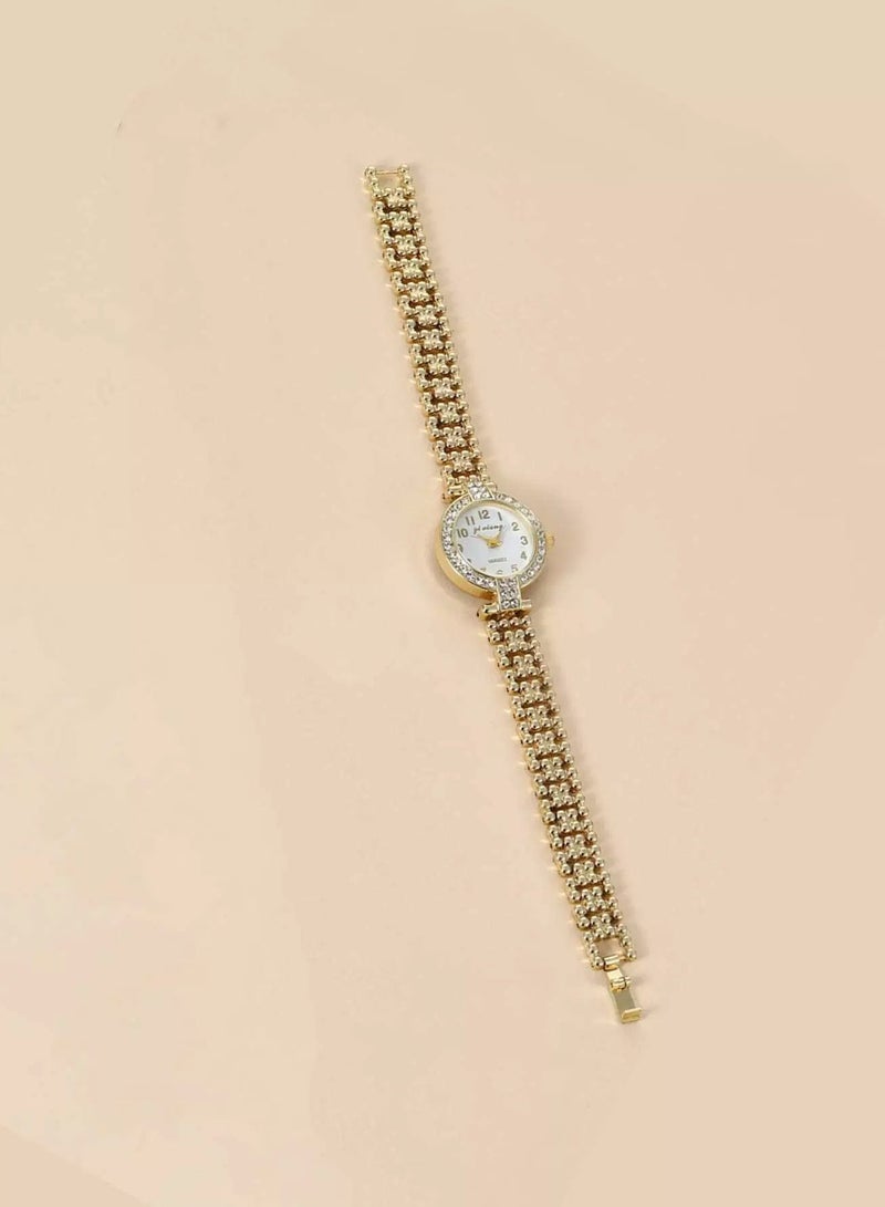 2pcs Rhinestone Decor Quartz Watch & Bracelet Set  - Image 3
