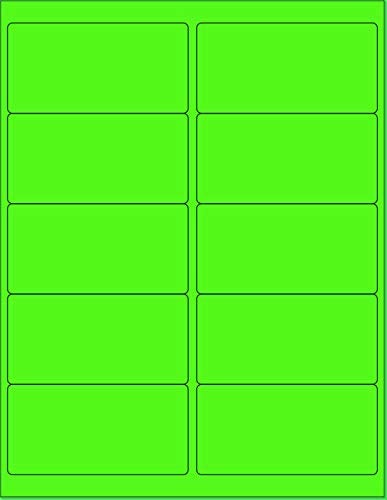 NextDayLabels 812 x 11 Neon Color High Light Fluorescent Labels for Laser Inkjet Printer Green Fluorescent 4 x 210 Per Page 1000 Labels
