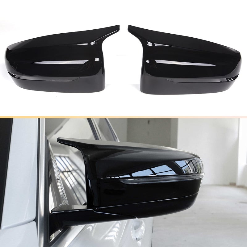 غطاء مرآة ABS بديل لغطاء مرآة الرؤية الخلفية الجانبية مناسب لسيارات BMW 3 Series G20 G21 4 Series G22 G23 G26 5 Series G30 G31 7 Series G11 G12 8 Series G14 G15 G16 لامع أسود 2 قطع مجموعة