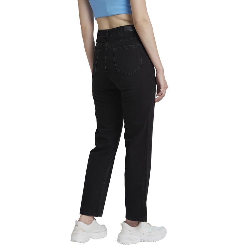 Spykar Women Raw Black Cotton Straight Fit Regular Length Slash Knee Jeans -(Bella) - Image 3