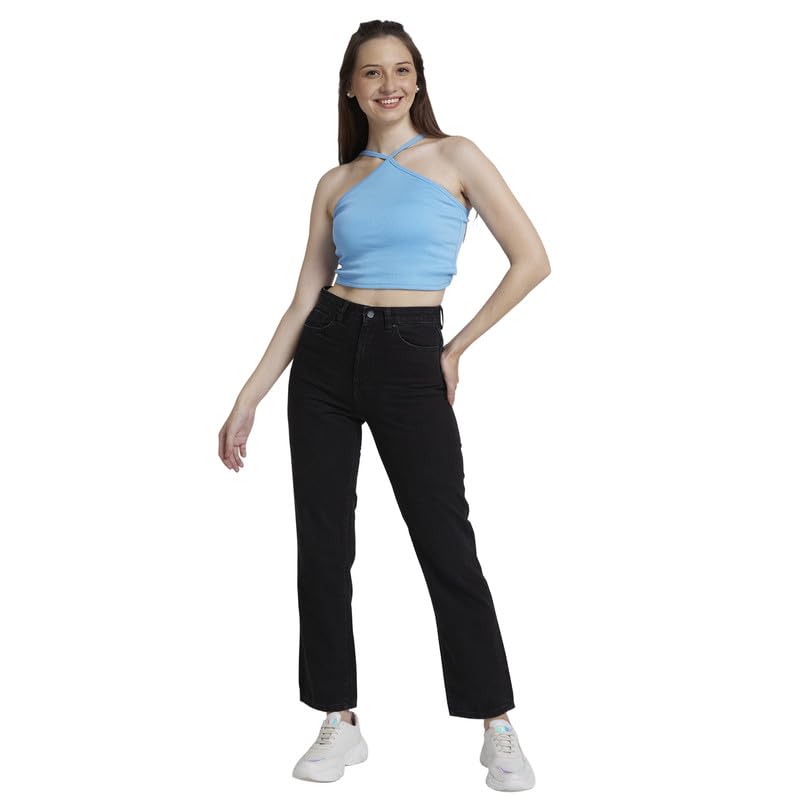 Spykar Women Raw Black Cotton Straight Fit Regular Length Slash Knee Jeans -(Bella) - Image 2