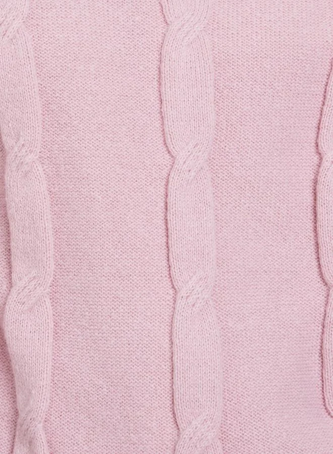 Styli  Styli Pink Cable Knit Relaxed Fit Sweater for Women | Best Price UAE