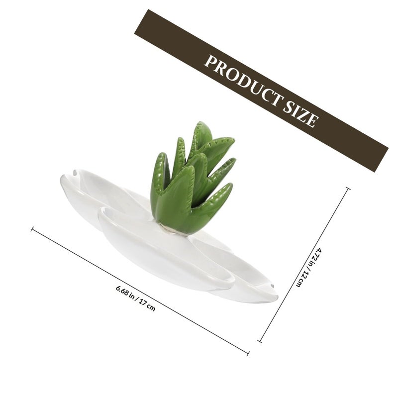 Ceramic Jewelry Tray with Bunny Dividers Aloe Design Multi Compartment Organizer - Image 3