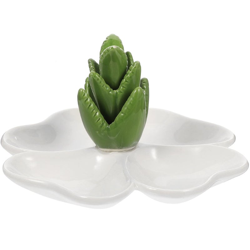 Ceramic Jewelry Tray with Bunny Dividers Aloe Design Multi Compartment Organizer - Image 2