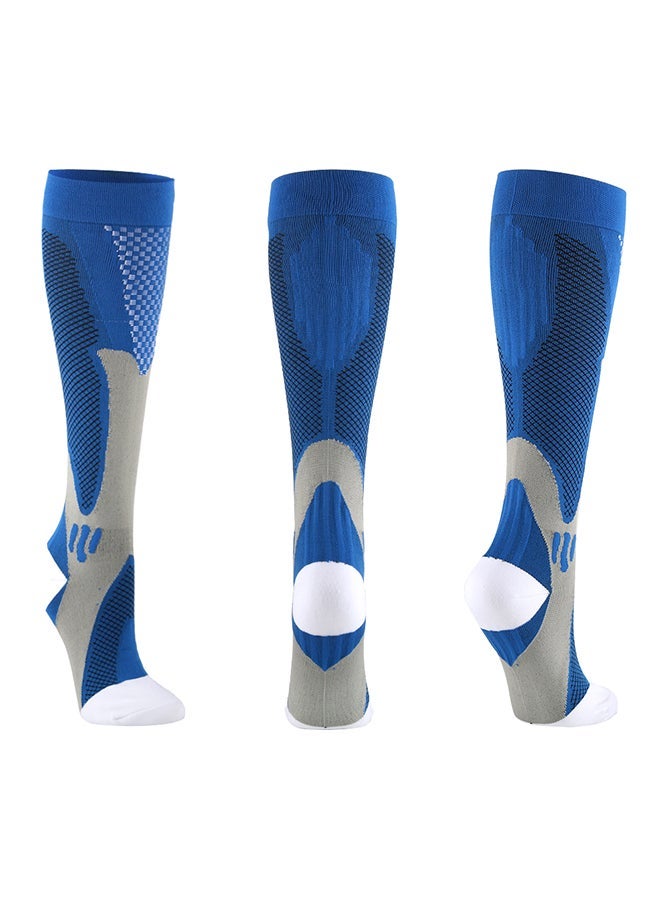 NIBEMINENT Pair Of Sports Training Socks Blue/Grey/White - Image 3