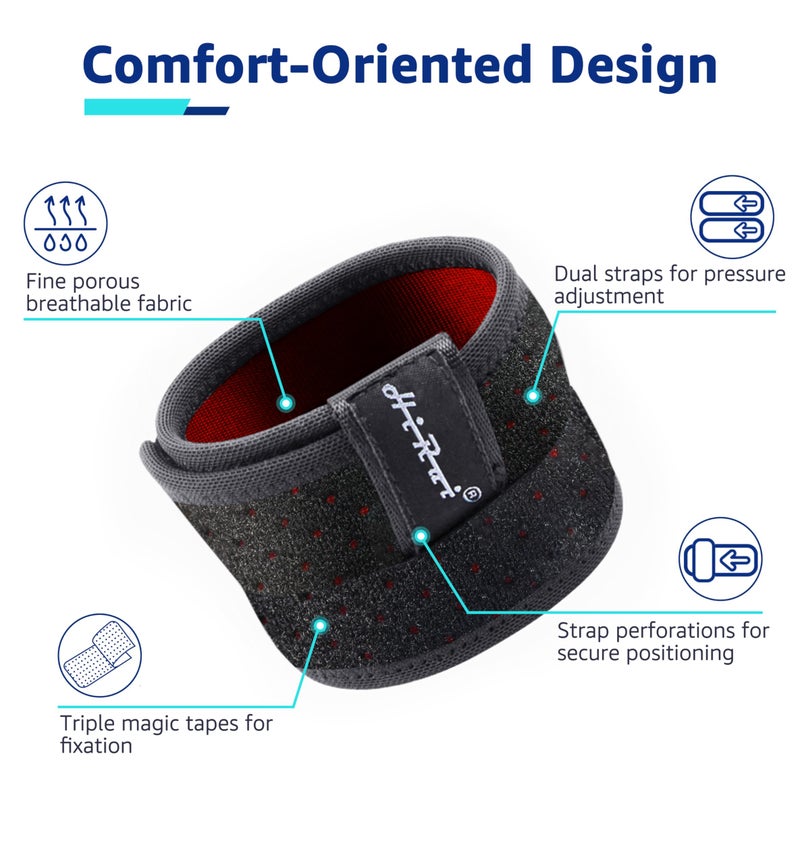 HiRui Wrist Brace for TFCC Tears, Adjustable Wristband Wrist Wraps Support for Fitness Weightlifting Tennis Tendonitis Carpal Tunnel Arthritis Pain Relief, One Size Adjustable (Black, 2 Pack) - Image 4