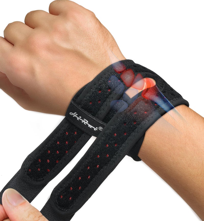 HiRui Wrist Brace for TFCC Tears, Adjustable Wristband Wrist Wraps Support for Fitness Weightlifting Tennis Tendonitis Carpal Tunnel Arthritis Pain Relief, One Size Adjustable (Black, 2 Pack) - Image 1
