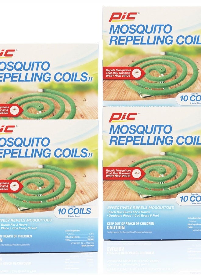PIC Mosquito Repelling Coils, 10 Count Box, 4 Pack - Italian Coils, Mosquito Repellent for Outdoor Spaces - 40 Coils Total  - Image 1